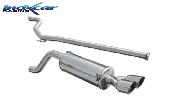 INOX CAR - TUBO CENTRALE DIRETTO + TERMINALE CON USCITA 2X DIAM. 76 RACING ABARTH GRANDE PUNTO EVO 1.4 TURBO MULTIAIR (165CV) DIAM. 55