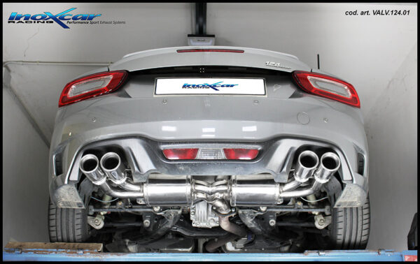 INOX CAR - POSTERIORE CON USCITA 2 X DIAM. 90 DX+SX + VALVOLA CON MOTORINO ELETTRICO + TELECOMANDO ABARTH 124 SPIDER 1.4T MULTIAIR (170CV) 2016 - immagine 2