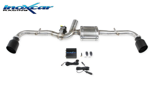 INOX CAR - POSTERIORE CON USCITA DIAM.100 BLACK CERAMIC DX+SX + VALVOLA CON MOTORINO ELETTRICO + TELECOMANDO ALFA ROMEO 4C 1750 TBI (241CV) COUPÈ