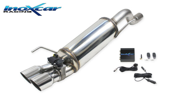 INOX CAR - POSTERIORE SILENZIATO CON USCITA 2 X DIAM. 80 RACING + VALVOLA CON MOTORINO ELETTRICO + TELECOMANDO ABARTH GRANDE PUNTO EVO 1.4T MULTIAIR SUPERSPORT (180CV) 2012