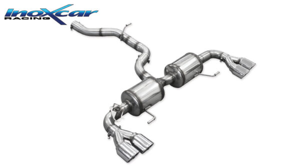INOX CAR - POSTERIORE CON USCITA 2 X DIAM.80 X-RACE DX+SX + VALVOLA CON MONTAGGIO MOTORINO ELETTRICI DI SERIE AUDI A1 / S1 8X 2.0 TFSI (231cv) QUATTRO SPORTBACK 2014