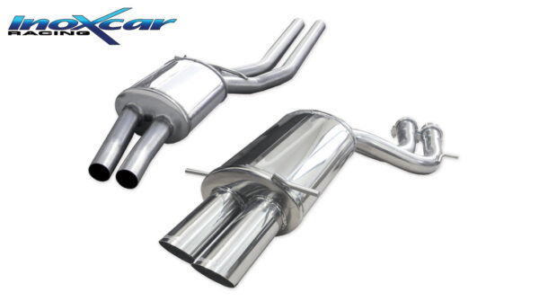 INOX CAR - TUBO CENTRALE CON SILENZIATORE + POSTERIORE CON USCITA 2 X DIAM.80 RACING AUDI RS4 B5 2.7 BITURBO 380CV 98-01