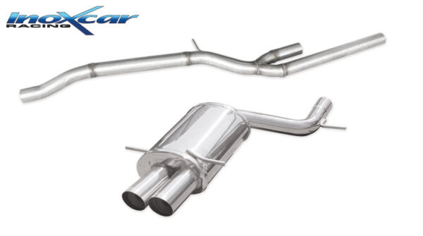 INOX CAR - TUBO CENTRALE DIRETTO + TERMINALE CON USCITA 2 X DIAM. 76 RACING AUDI S4 B5 2.7 BITURBO 265CV 98-01