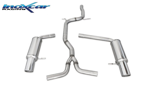 INOX CAR - TUBO CENTRALE DIRETTO + POSTERIORE CON USCITA DX+SX DIAM.100 X-RACE AUDI A4 B8 2.0 TFSI 2WD AVANT 211CV 2008
