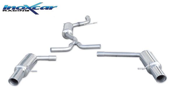 INOX CAR - TUBO CENTRALE CON SILENZIATORE + POSTERIORE CON USCITA DX+SX DIAM.100 X-RACE AUDI A4 B8 2.0 TFSI 2WD AVANT 211CV 2008