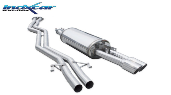 INOX CAR - TUBO SOSTITUZIONE CATALIZZATORE + TUBO CENTRALE DIRETTA + POSTERIORE CON USCITA 2X DIAM. 70 RACING BMW M3 E30 92