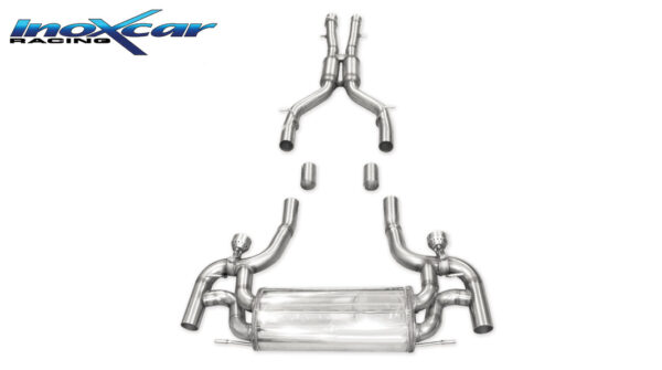 INOX CAR - TUBO CENTRALE SILENZIATO + POSTERIORE + VALVOLA CON KIT CENTRALINA + RADIOCOMANDO MERCEDES SLS C197 AMG 6.3 V8 571CV 2010
