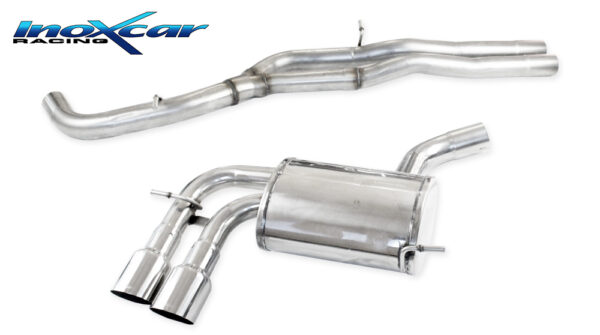INOX CAR - TUBO CENTRALE DIRETTO + POSTERIRE CON USCITA DOPPIA DIAM.90 RACING AUDI RS3 8P 2.5 TFSI QUATTRO 340CV 2011