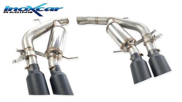 INOX CAR - POSTERIORE CON USCITA 2 X DIAM. 100 BLACK CERAMIC DX+SX + VALVOLE CON MONTAGGIO MOTORINI ELETTRICI AUDI RS6 C8 QUATTRO AVANT 4.0TFSI V8 600CV 2020