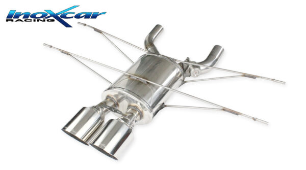 INOX CAR - POSTERIORE CON USCITE CENTRALI 2 X DIAM. 114 RACING + VALVOLA JAGUAR F-TYPE 2.0 TURBO (300CV) 2017