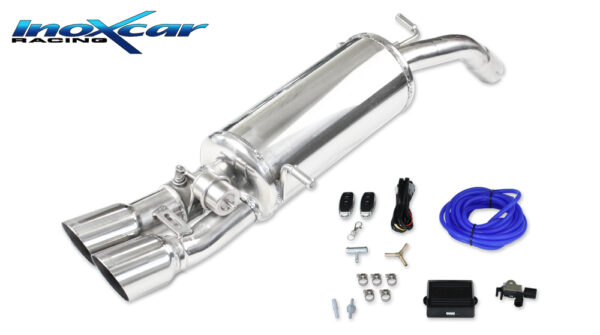 INOX CAR - POSTERIORE SILENZIATO CON USCITA 2 X DIAM.80 RACING + VALVOLA CON KIT DEPRESSIONE + TELECOMANDO CITROEN DS3 1.6 16V TURBO 155CV 2010