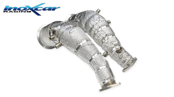 INOX CAR - TUBI SOSTITUZIONE CATALIZZATORI E GPF + SCUDO TERMICO AUDI RS6 C8 QUATTRO AVANT 4.0TFSI V8 600CV 2020