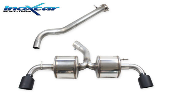 INOX CAR - TUBO CENTRALE DIRETTO + ADATTATORE + POSTERIORE 2 SILENZIATORI CON USCITA DIAM. 114 RACING BLACK CERAMIC DX+SX TOYOTA YARIS GR 1.6 280CV 2024+