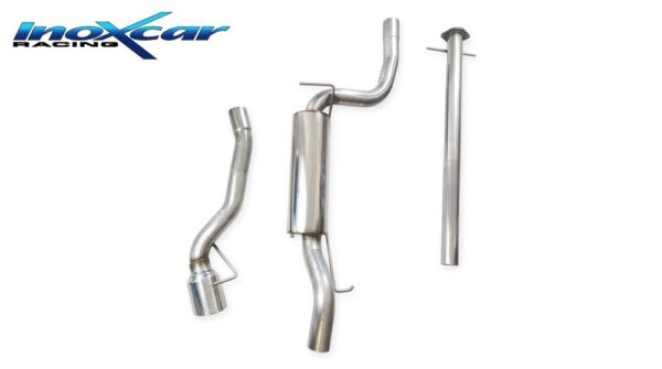 INOX CAR - TUBO CENTRALE DIRETTO + SILENZIATORE POSTERIORE PICCOLO CON TERMINALE DIAM.100 RACING FORD FOCUS MK1 RS 2.0 16V TURBO 215V 2003