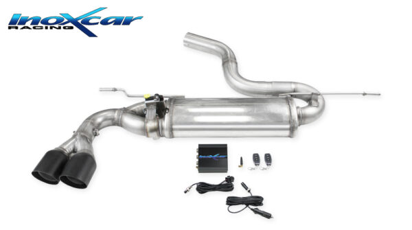INOX CAR - POSTERIORE SILENZIATO CON USCITA 2 X DIAM. 80 BLACK CERAMIC + VALVOLA CON MOTORINO ELETTRICO + TELECOMANDO AUDI A3 8V SPORTBACK 2.0 TFSI SPORT 190CV 2WD 2016-2018