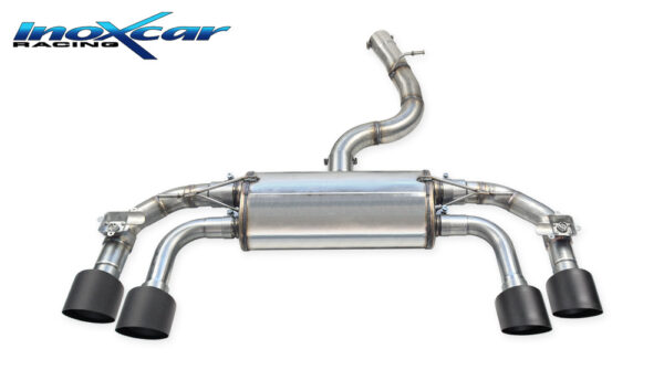 INOX CAR - POSTERIORE CON 1 SILENZIATORE CON USCITA 2 X DIAM. 100 RACING BLACK CERAMIC DX+SX +VALVOLE CON MONTAGGIO MOTORINI ELETTRICI AUDI S3 8Y 2.0 TFSI 310CV 2021
