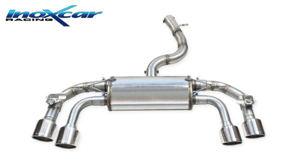INOX CAR - POSTERIORE CON 1 SILENZIATORE CON USCITA 2 X DIAM. 100 X-RACE DX+SX +VALVOLE CON MONTAGGIO MOTORINI ELETTRICI AUDI S3 8Y 2.0 TFSI 310CV 2021