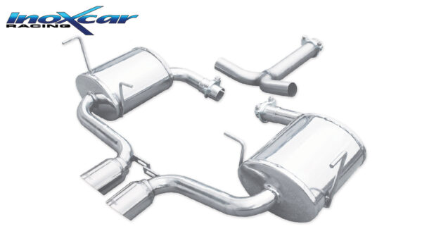 INOX CAR - POSTERIORE CON USCITA CENTRALE 2 X DIAM. 80 RACING MINI COOPER S R53 1.6 (170CV) 2001-2006