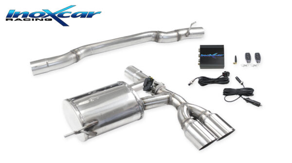 INOX CAR - POSTERIORE SILENZIATO CON USCITA 2 X DIAM. 90 RACING + VALVOLA CON MOTORINO ELETTRICO + TELECOMANDO MINI COOPER S F56 2.0 (192CV) CON OPF / JCW F56 (231CV) 2019