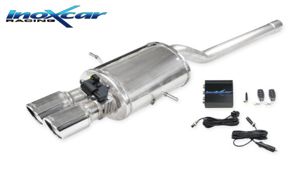 INOX CAR - POSTERIORE SILENZIATO CON USCITA CENTRALE 2 X DIAM. 80 X-RACE + VALVOLA CON MOTORINO ELETTRICO + TELECOMANDO MINI COOPER R56 S 1.6 175CV 2007