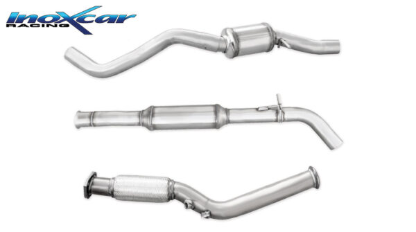 INOX CAR - TUBO SOSTITUZIONE 2 CATALIZZATORE + TUBO CENTRALE SILENZIATO + POSTERIORE REANULT CLIO 4 RS 1.6 TURBO (200CV) 2013