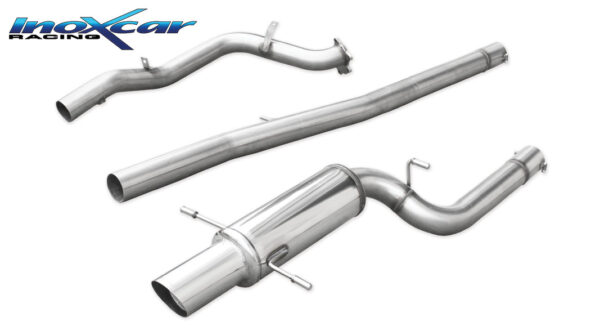 INOX CAR - TUBO SOSTITUZIONE CATALIZZATORE + TUBO CENTRALE DIRETTO + POSTERIORE CON USCITA DIAM. 102 RACING SUBARU IMPREZA STI TURBO 2.0 (265CV) 2002