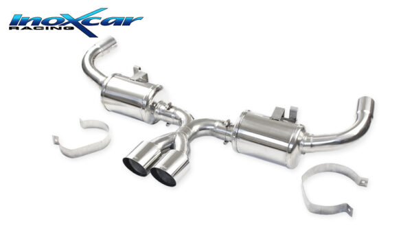 INOX CAR - POSTERIORE CON USCITA CENTRALE 2 X DIAM. 90 RACING PORSCHE CAYMAN (SERIE 718) S 2.5I TURBO (350CV) 2016