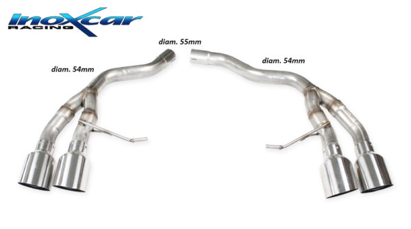 INOX CAR - POSTERIORE SENZA SILENZIATORE CON USITA 2 X DIAM. 100 RACING DX+SX PORSCHE MACAN 2.0 TFSI (245CV) 2019-2020