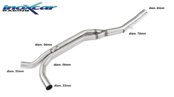 INOX CAR - TUBO CENTRALE DIRETTO PORSCHE MACAN 2.0 TFSI (245CV) 2019-2020 / 2.0 TFSI (265CV) 2022 / MACAN T 2.0 TFSI (265CV) 2022 CON 1 VALVOLA DI SERIE