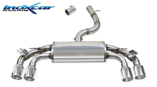INOX CAR - POSTERIORE CON USCITA 2 X DIAM. 102 DX+SX + VALVOLE CON MONTAGGIO MOTORINI ELETTRICI DI SERIE VOLKSWAGEN GOLF 7.5 2.0 R PERFORMANCE (310cv) 2017