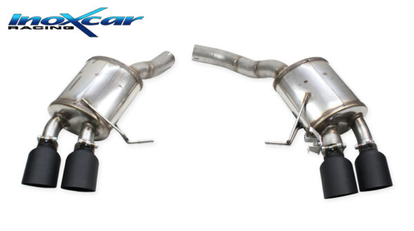 INOX CAR - POSTERIORE SILENZIATO CON USCITA 2 X DIAM. 114 RACING BLACK CERAMIC DX+SX + VALVOLA CON MONTAGGIO MOTORINO ELETTRICO DI SERIE PORSCHE MACAN S SERIE 95B.2 3.0 V6 (354cv) (con GPF) 2019-2021