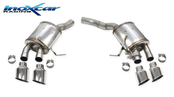 INOX CAR - POSTERIORE SILENZIATO CON USCITA 2 X DIAM. 114 RACING DX+SX + VALVOLA CON MONTAGGIO MOTORINO ELETTRICO DI SERIE PORSCHE MACAN S SERIE 95B.2 3.0 V6 (354cv) (con GPF) 2019-2021