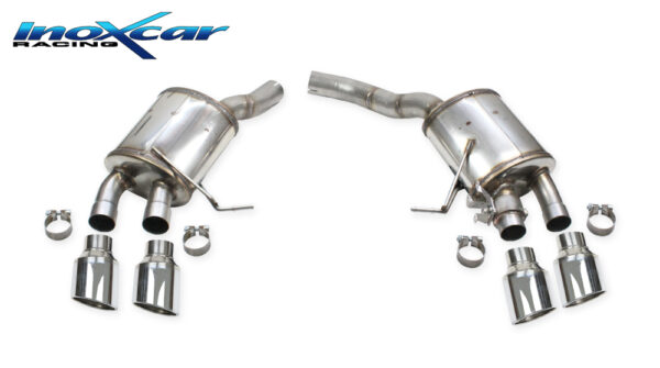 INOX CAR - POSTERIORE SILENZIATO CON USCITA 2 X DIAM. 100 X-RACE DX+SX + VALVOLA CON MONTAGGIO MOTORINO ELETTRICO DI SERIE PORSCHE MACAN S SERIE 95B.2 3.0 V6 (354cv) (con GPF) 2019-2021