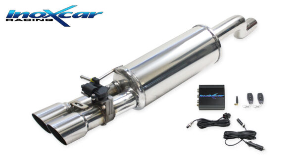 INOX CAR - POSTERIORE CON USCITA 2 X DIAM.80 RACING + VALVOLA CON MOTORINO ELETTRICO + TELECOMANDO VOLKSWAGEN POLO AW 2.0 GTI (200CV) 2018