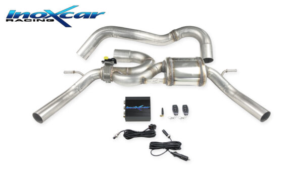 INOX CAR - POSTERIORE CON USCITA DIAM.50 DX+SX + VALVOLA CON MONTORINO ELETTRICO + TELECOMANDO RENAULT CLIO 4 RS TROPHY 220 EDC 1.6 TURBO (220CV) 2015