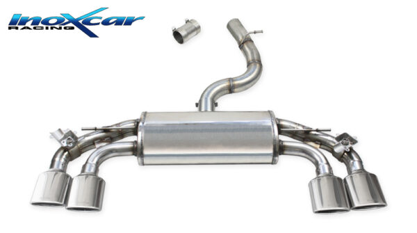 INOX CAR - POSTERIORE CON USCITA 2 X OVALE + VALVOLE CON MONTAGGIO MOTORINI ELETTRICI DI SERIE VOLKSWAGEN GOLF 7 2.0 R TSI (300CV) 2014